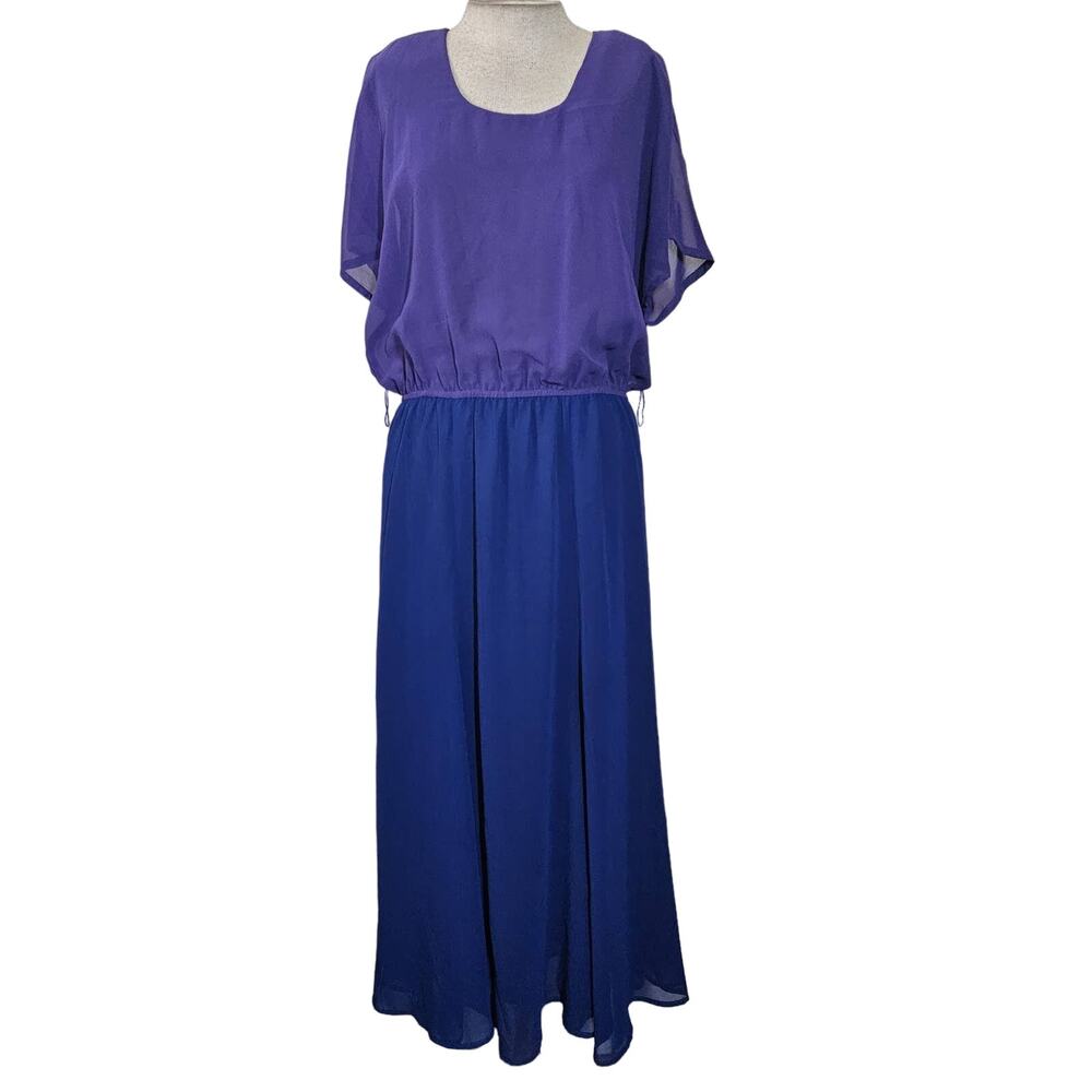 Vintage Blue and Purple Blouson Dress Size Medium